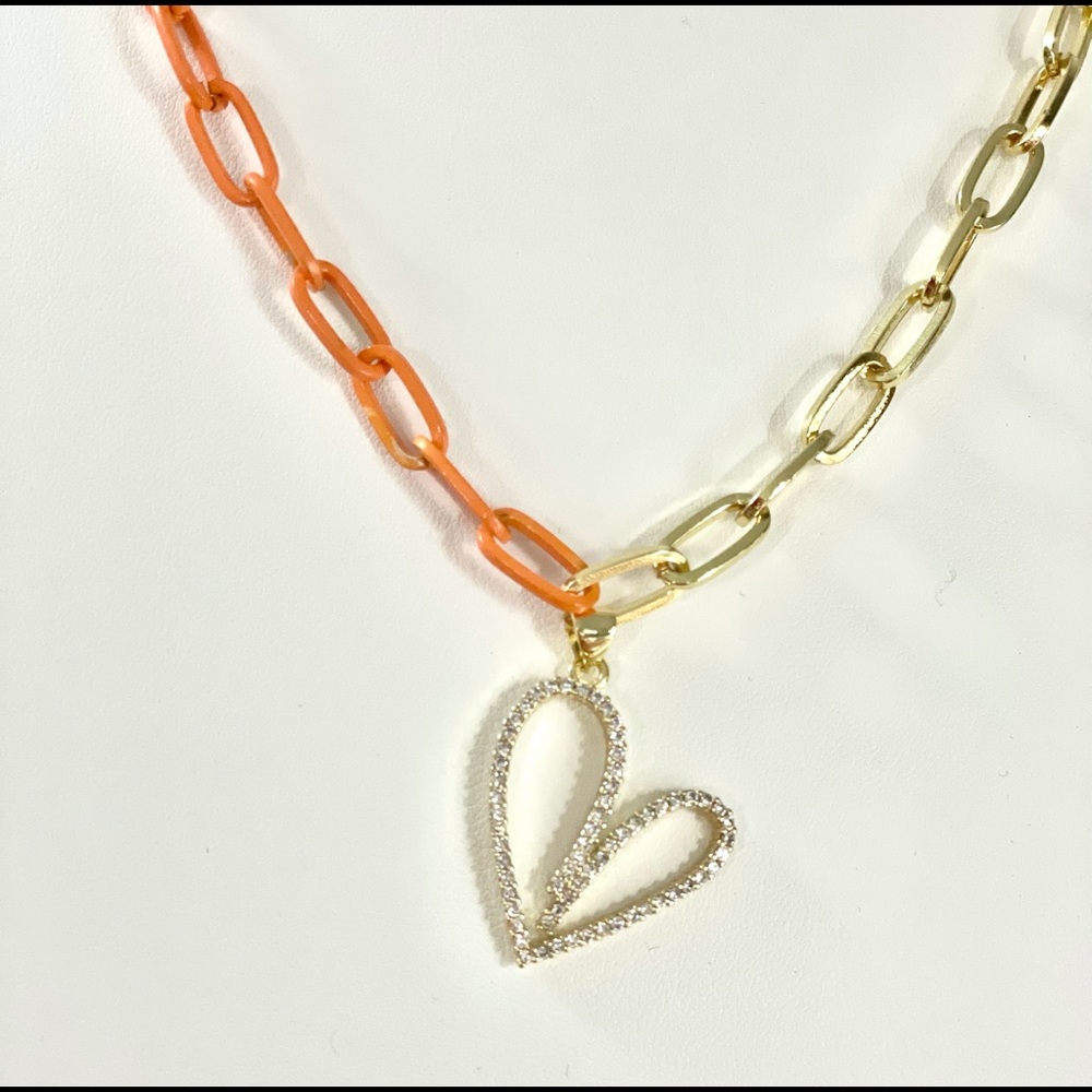 Orange tone and gold paper chain link with …